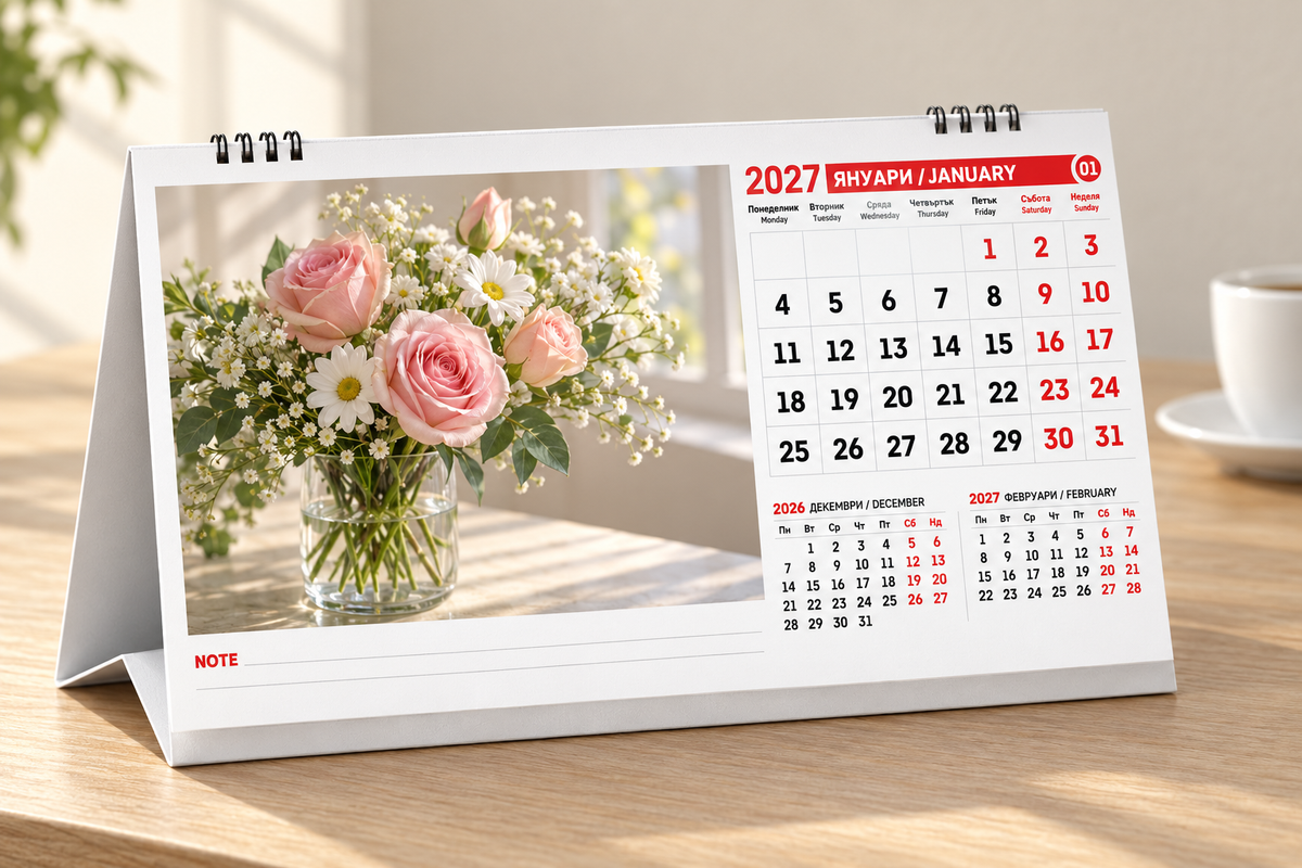 Настолен календар пирамида 2027 с персонализирана корица