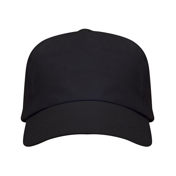 Черна шапка с козирка за фирмено лого и персонализиран печат.